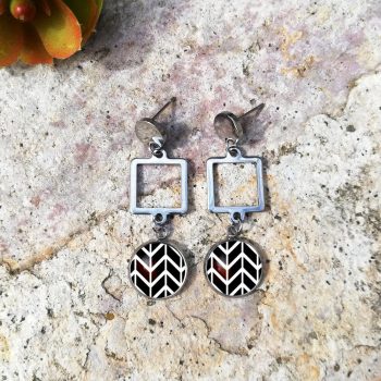 Geometrikus négyzet fülbevaló