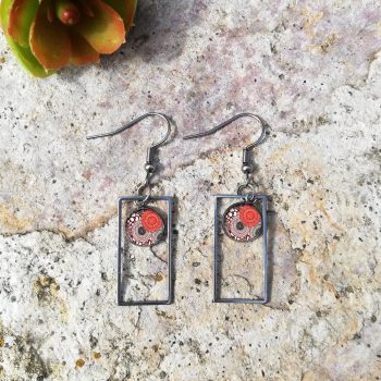 Retró mintás tégla fülbevaló