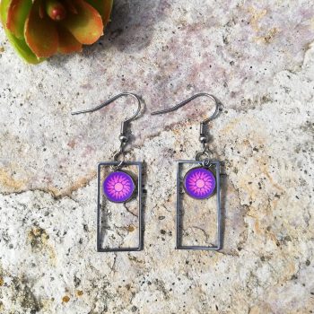 Lila mandala tégla fülbevaló