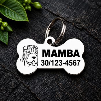 Shar Pei gravírozott nemesacél kutyabiléta 40×22 mm