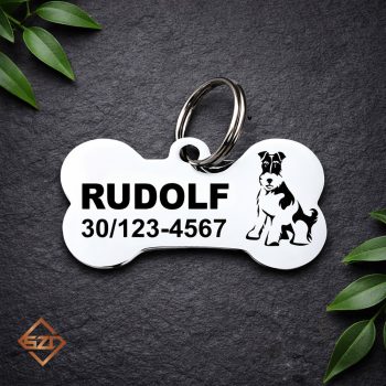 Foxterrier nemesacél kutyabiléta 40x22mm