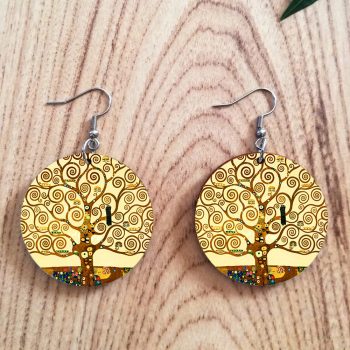 Klimt Életfa fa fülbevaló