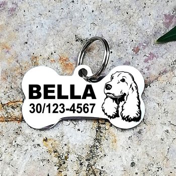 Spániel nemesacél kutyabiléta 40x22mm