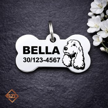 Spániel nemesacél kutyabiléta 40x22mm