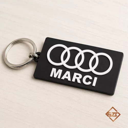 3D nyomtatott Audi kulcstartó saját névvel